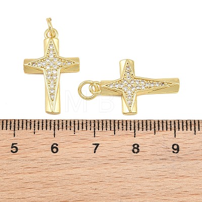 Brass Micro Pave Clear Cubic Zirconia Pendants CU-CBA48B8-01G-B-1