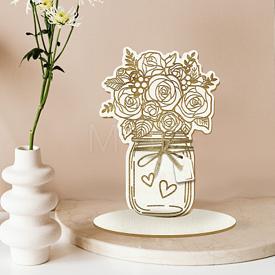 Wood Flower Bouquet Greeting Card AJEW-WH0441-005-1