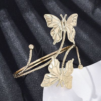 Butterfly Alloy Arm Cuff Bangles for Girl Women AJEW-A063-01H-G-1