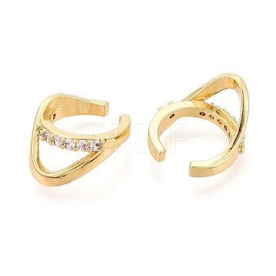 Brass Pave Clear Cubic Zirconia Cuff Earrings EJEW-T049-04G-1