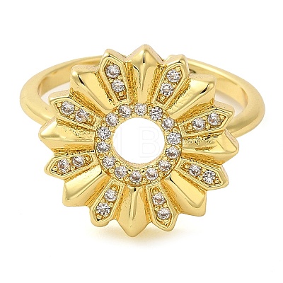 Brass Micro Pave Clear Cubic Zirconia Open Cuff Rings for Women RJEW-Z070-04G-03-1