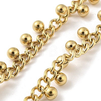 304 Stainless Steel Round Ball Charms Link Chain Necklaces NJEW-G119-01G-1