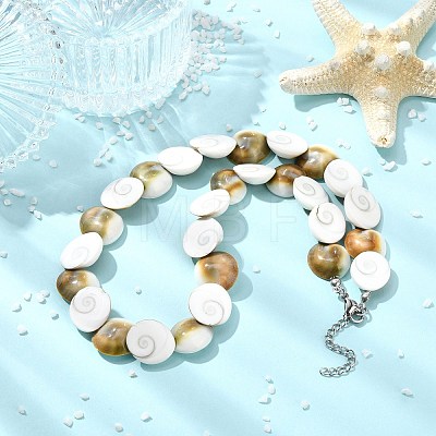 Natural Shiva Eye Shell Beaded Necklaces NJEW-JN06273-1