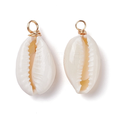 Natural Cowrie Shell Pendants PALLOY-JF00940-01-1