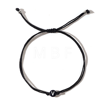 Acrylic Letter V Adjustable Braided Cord Bracelets for Men GX4208-22-1