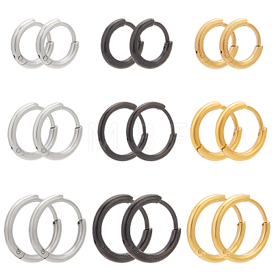 18PCS 3 Size 3 Colors Brass Huggie Hoop Earrings for Women EJEW-AN0003-25-1
