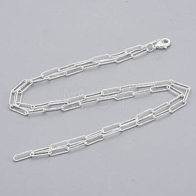 Brass Textured Paperclip Chain Necklace Making MAK-S072-03B-S-1