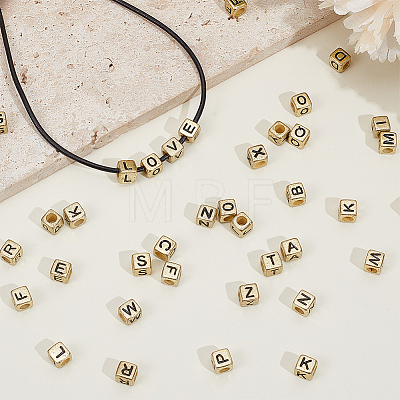 880Pcs Antique Golden Plated Large Hole Acrylic Letter European Beads PACR-PA0001-22-1