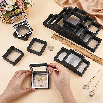 Square Transparent PE Thin Film Suspension Jewelry Display Boxes CON-WH0086-255-1