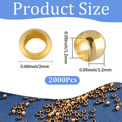 2000Pcs Brass Crimp Beads KK-SP0002-62G-1