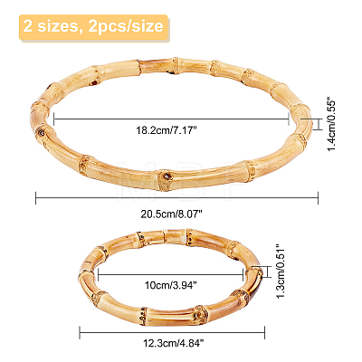 4Pcs 2 Colors Bamboo Bag Handle WOOD-CA0001-30-1