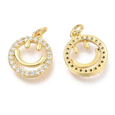 Brass Micro Pave Clear Cubic Zirconia Charms X-ZIRC-O036-31G-1