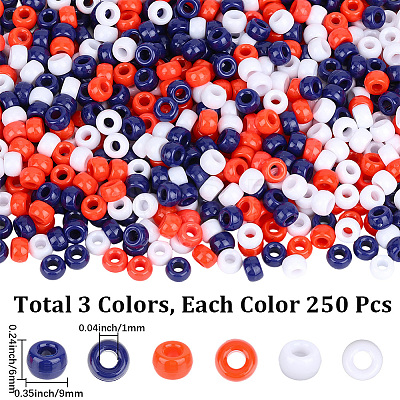 750Pcs 3 Colors Opaque Plastic Beads KY-PA0001-20-1