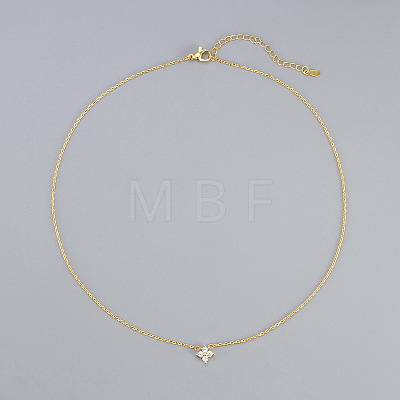 Brass Pave Clear Zirconia Pendant 4 Leaf Clover Pendant Necklaces for Women WG76B9A-01-1