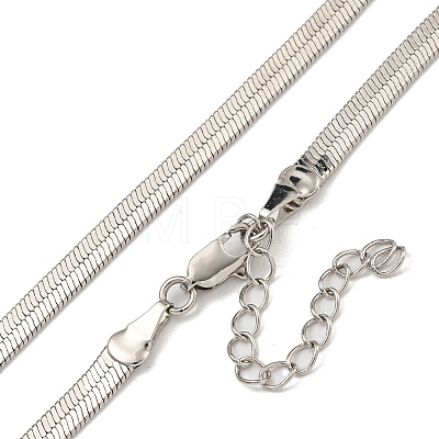 Brass Flat Snake Chain Necklaces for Women NJEW-U011-13P-1