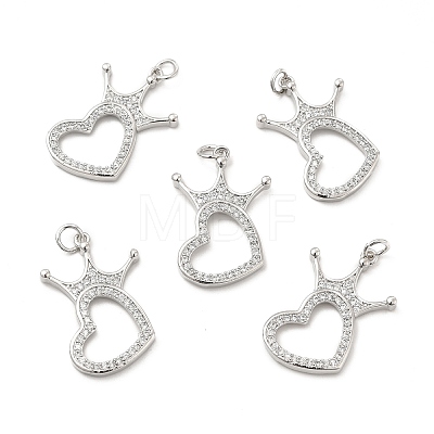 Brass Micro Pave Clear Cubic Zirconia Pendants KK-E068-VB183-1