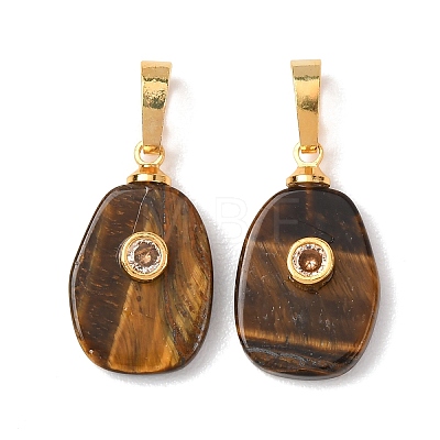 Natural Tiger Eye Pendants G-P628-02G-03-1