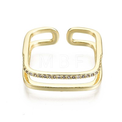 Brass Micro Pave Clear Cubic Zirconia Cuff Rings RJEW-S044-113-NF-1
