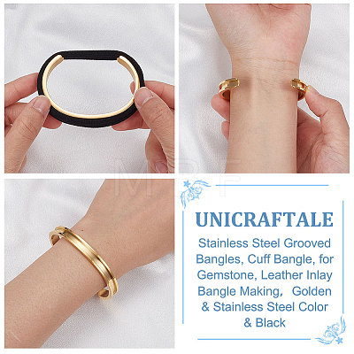 Unicraftale 1PC 304 Stainless Steel Grooved Bangles FIND-UN0002-11-1