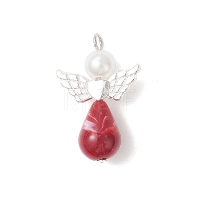 Acrylic & Alloy Wing Pendants PALLOY-JF04723-1
