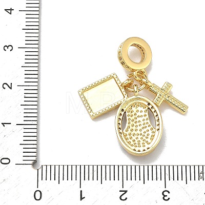 Brass Micro Pave Clear Cubic Zirconia European Dangle Charms KK-D235-17G-1