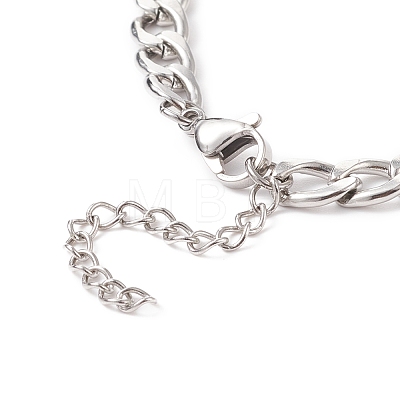 304 Stainless Steel Handcuff Pendant Neckkace with Curb Chains for Men Women NJEW-TA00038-1