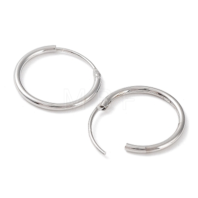 Rhodium Plated 925 Sterling Silver Huggie Hoop Earrings EJEW-K258-02B-P-1