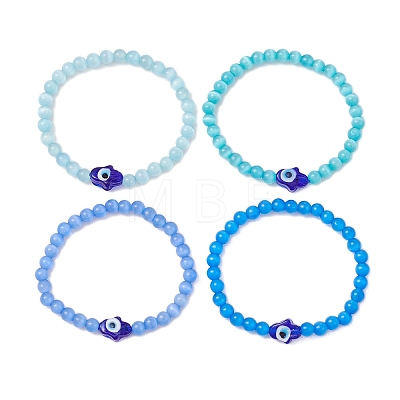 Cat Eye Beads Stretch Bracelets BJEW-JB10969-1