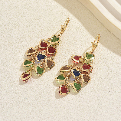 Heart Brass Tassel Hoop Earrings LC3720-2-1