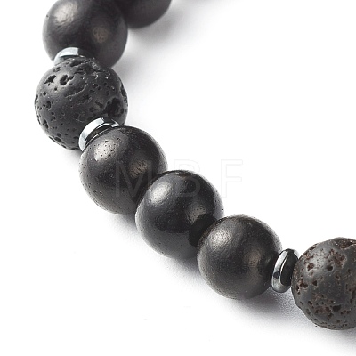 Energy Power Cross Beads Stretch Bracelets Set for Men Women BJEW-JB06891-1