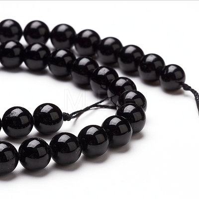 Natural Black Tourmaline Beads Strands X-G-L554-02-8mm-1
