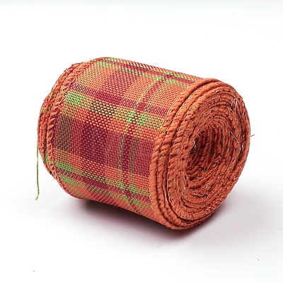Polyester Imitation Linen Wrapping Ribbon X-DIY-WH0161-97A-01-1