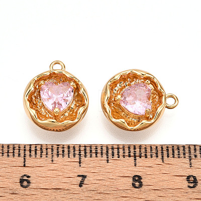 Brass Micro Pave Cubic Zirconia Charms KK-N262-114B-G-1