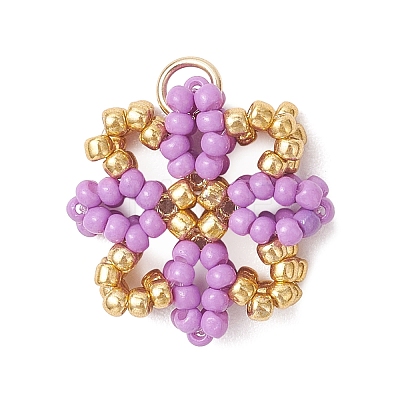 Glass Seed Beaded Pendants PALLOY-MZ01267-05-1
