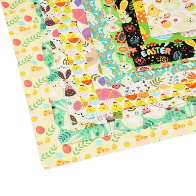 Easter Eggs Chick Bunny Flower Printed Quilt Fabric Bundles DIY-O010-01B-1