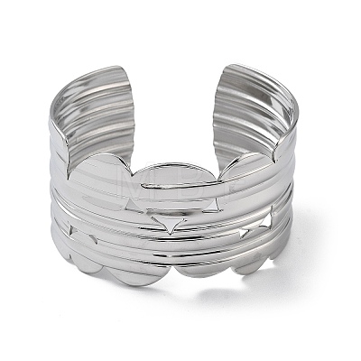 304 Stainless Steel Cuff Bangles for Women BJEW-Z078-20P-1