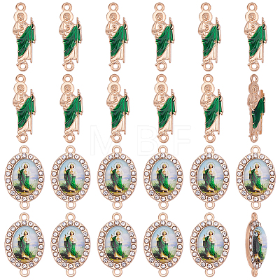24Pcs 2 Styles Alloy Enamel with Crystal Rhinestone and Acrylic Connector Charms FIND-HY0005-34-1