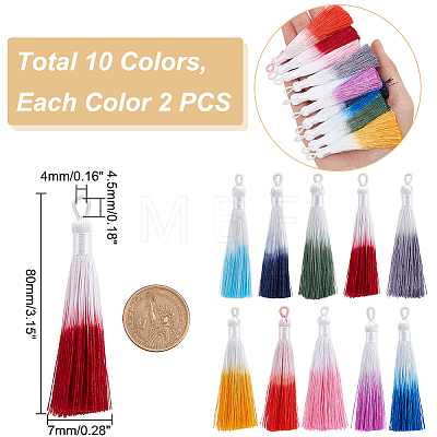   20Pcs 10 Colors Polyester Tassel Big Pendant Decorations FIND-PH0006-73-1