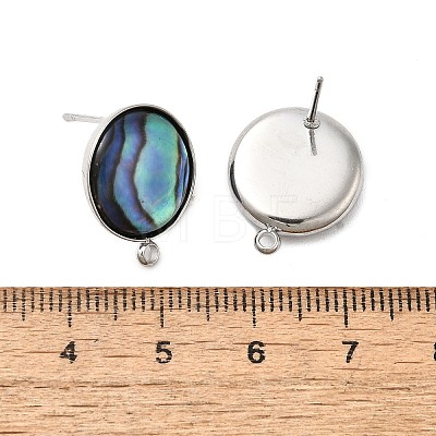 304 Stainless Steel Pave Natural Paua Shell Stud Earring Findings STAS-Z125-10P-1