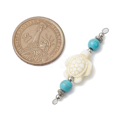 Dyed Synthetic Turquoise Connector Charms PALLOY-JF02767-1