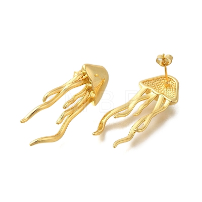 Rack Plating Jellyfish Brass Stud Earrings EJEW-I310-19G-1