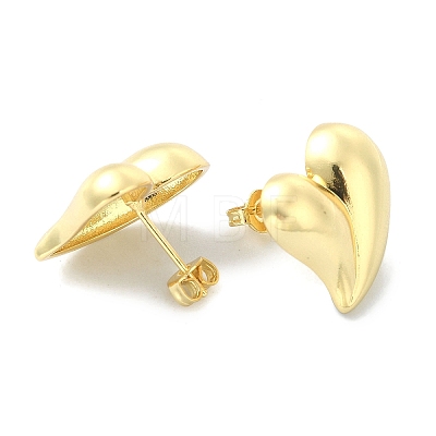 Rack Plating Brass Heart Stud Earrings for Valentine's Day EJEW-Q780-06G-1