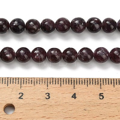 Natural Lepidolite/Purple Mica Stone Beads Strands G-H335-B03-6mm-A-1