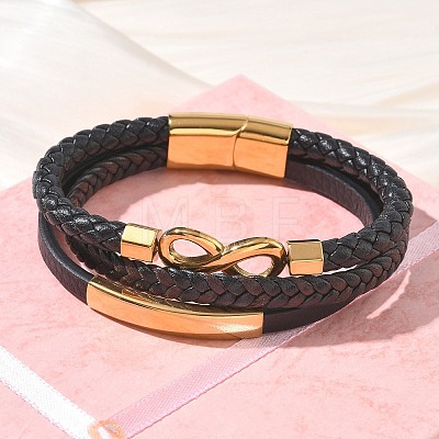 Braided Microfiber Leather Cord Multi-strand Bracelets BJEW-C153-01G-1