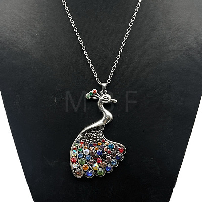 Alloy Rhinestone Pendant Necklaces QD9835-10-1