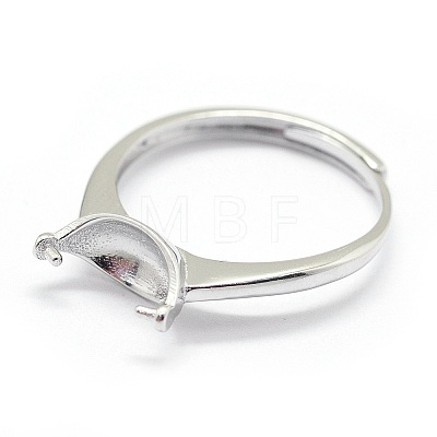Adjustable Rhodium Plated Sterling Silver Ring Components STER-I016-008P-1
