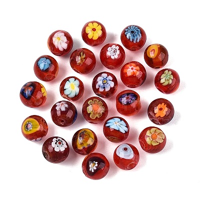 Handmade Millefiori Glass Round Beads LA-N001-01C-13MM-1