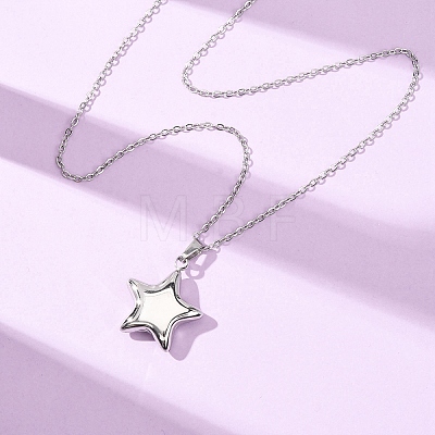 304 Stainless Steel Star Pendant Cable Chain Necklaces for Men Women NJEW-K308-02A-P-1