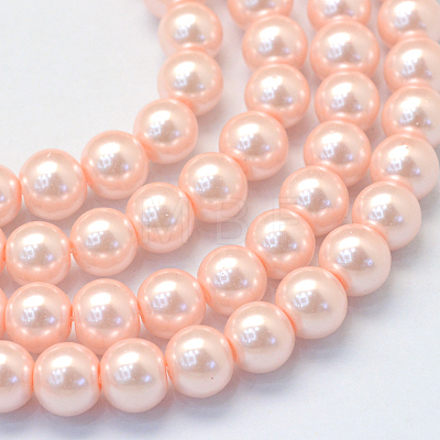 Baking Painted Pearlized Glass Pearl Round Bead Strands HY-Q003-10mm-05-1