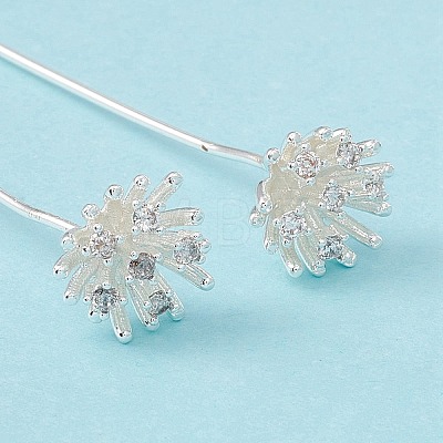 Brass Micro Pave Clear Cubic Zirconia Flower Head Pins LS-KK-G413-01S-1